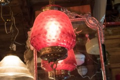 Cranberry Adjustable Drop Light c 1885