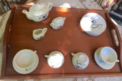 Child's Tea Set with Chicken on Rocking Horse