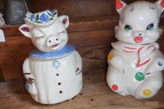 Smiley Pig & Polka Dot Cat Cookie Jars