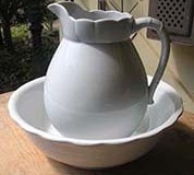 White Ironstone Pitcher and Bowl