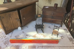 Dollhouse Furniture: Rush Seat Chair, Rocking Chair, Dresser