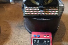 Vintage Tin Toys: Dial De Lux Typewriter and Mid Century Arithmetic Math Calculator Quiz Machine, Wolverine