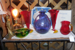 Pairpoint Glass Handblown Blue Vase signed