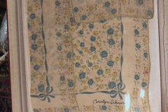 Signed Blue Green and Yellow flowers, Carolyn Schnurer Handkerchief