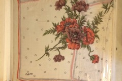Signed Red and Maroon Flowers, Colette Handkerchief
