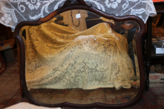 Large Scalloped Mahogany Mirror with Top Decoration