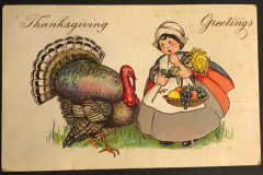 Thanksgiving Greetings Turkey and Girl