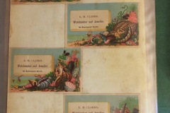 Trade Cards E.M. Clarke Watchmaker and Jeweler, 4 cards with seaside illustrations