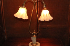 2 light Brass Table Lamp with Fluted Shades