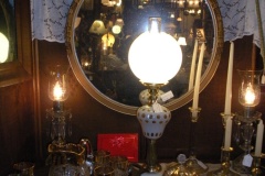 White Coin-Spot Oil table Lamp, electrified