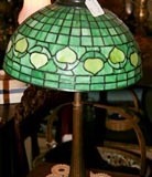 Green ACORN leaded glass lamp