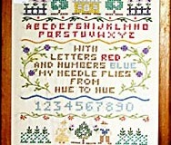 ABC with letters red motto/sampler