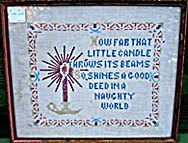 Candle in a naughty world motto/sampler