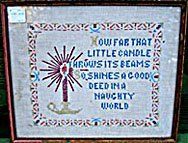 Candle in a naughty world motto/sampler