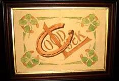 Good Luck painted motto/sampler