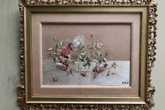 Handdone Satin Embroidery signed MEJ